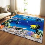 Ocean Print Kids Room Accent Rug shown in a room setting