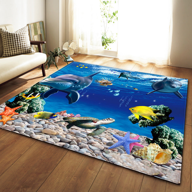 Ocean Print Kids Room Accent Rug shown in a room setting
