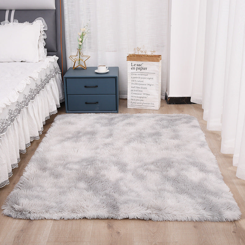 Tonal Mottled Plush Rug, Light Grey shown in a room setting
