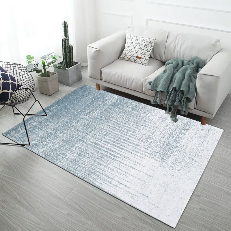 Distressed Vintage Medallion Rug, Blue-Grey shown in a room setting