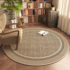 Woven Natural Round Living Room Rug shown in a room setting