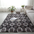 Shaggy Check Tile Retro Rug, Grey shown in a room setting