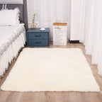 Solid Beige Japanese Style Living Room Rug shown in a room setting