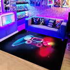 Cyberpunk Gaming Bedroom Rug, Multicolour shown in a room setting