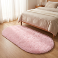 Tonal Pink Plush Oval Bedroom Rug lifestyle photo A