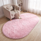 Tonal Pink Plush Oval Bedroom Rug lifestyle photo B