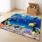 Ocean Print Kids Room Accent Rug lifestyle photo B
