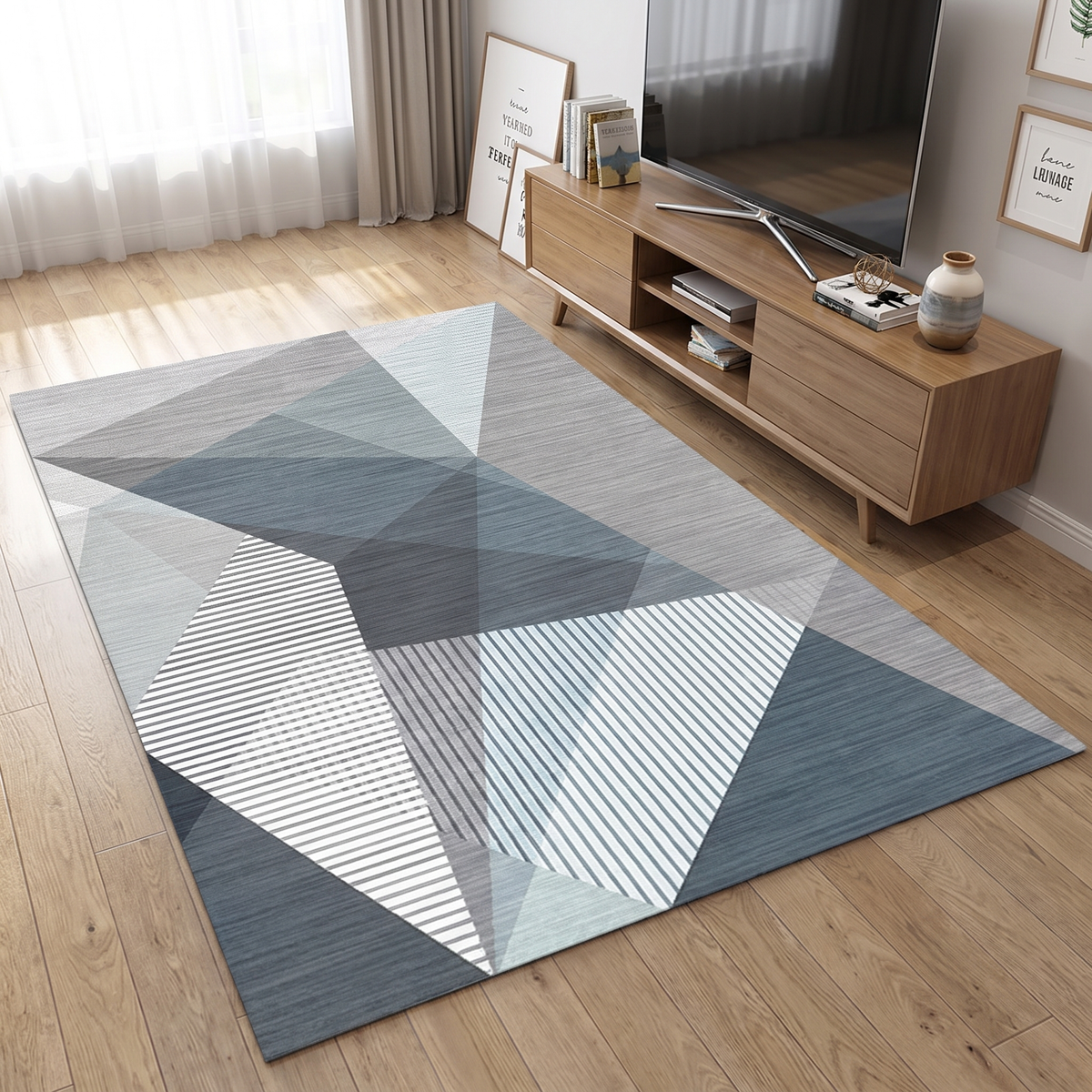Geometric Facet Living Room Rug lifestyle photo B