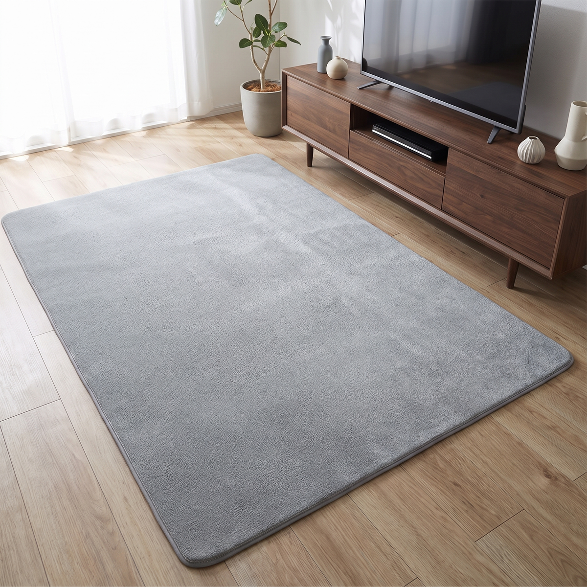 Coral Fleece Modern Simplicity Rug, Light Grey lifestyle photo B