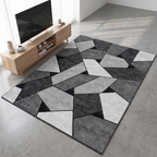 Faceted Geometric Rug, Charcoal Grey lifestyle photo B