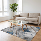 Industrial Geometric Living Room Rug, Grey lifestyle photo A