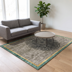 Sunburst Medallion Bordered Rug, Grey lifestyle photo A
