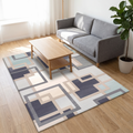 Nested Rectangles Living Room Rug, Navy lifestyle photo A