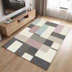 Block Patchwork Living Room Rug, Blush lifestyle photo B