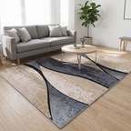 Abstract Wave Living Room Rug, Gold lifestyle photo A