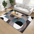 Retro Circles Living Room Rug, Teal lifestyle photo A