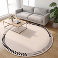Checker Border Round Living Room Rug lifestyle photo A