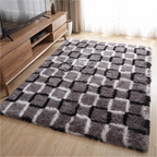 Shaggy Check Tile Retro Rug, Grey lifestyle photo B
