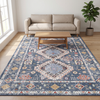Bohemian Tribal Living Room Rug, Navy lifestyle photo A