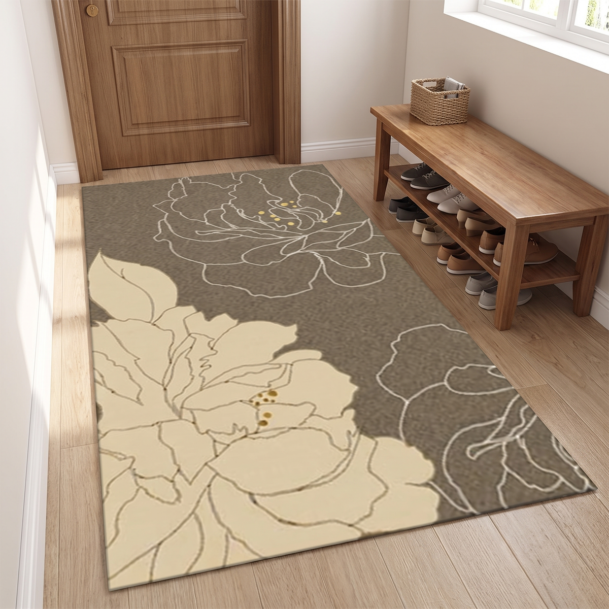 Line Art Peony Hallway Rug lifestyle photo B